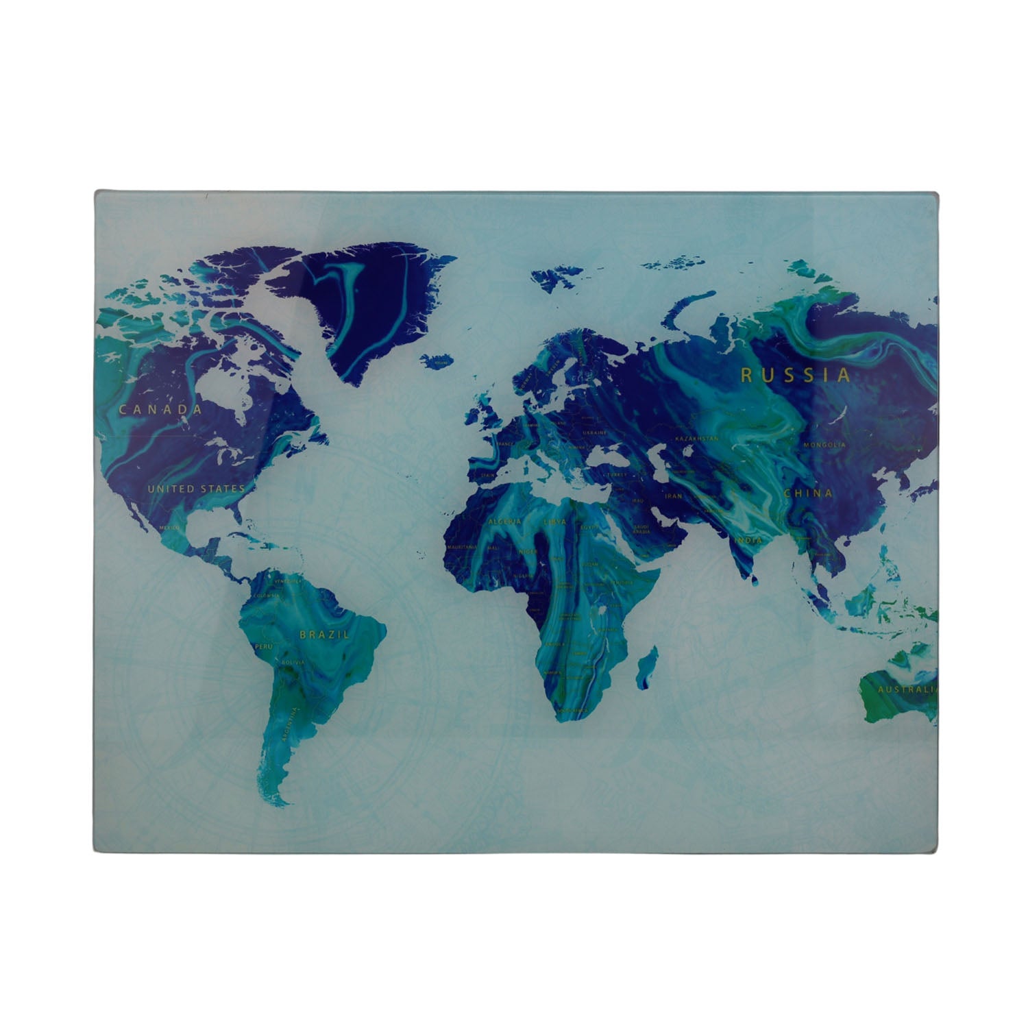 45x35cm World Map Glass Chopping Board