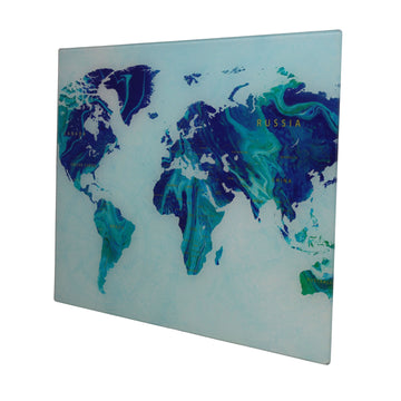 45x35cm World Map Glass Chopping Board