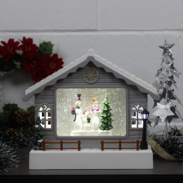 Water Filled Indoor White House Snowman LED Light