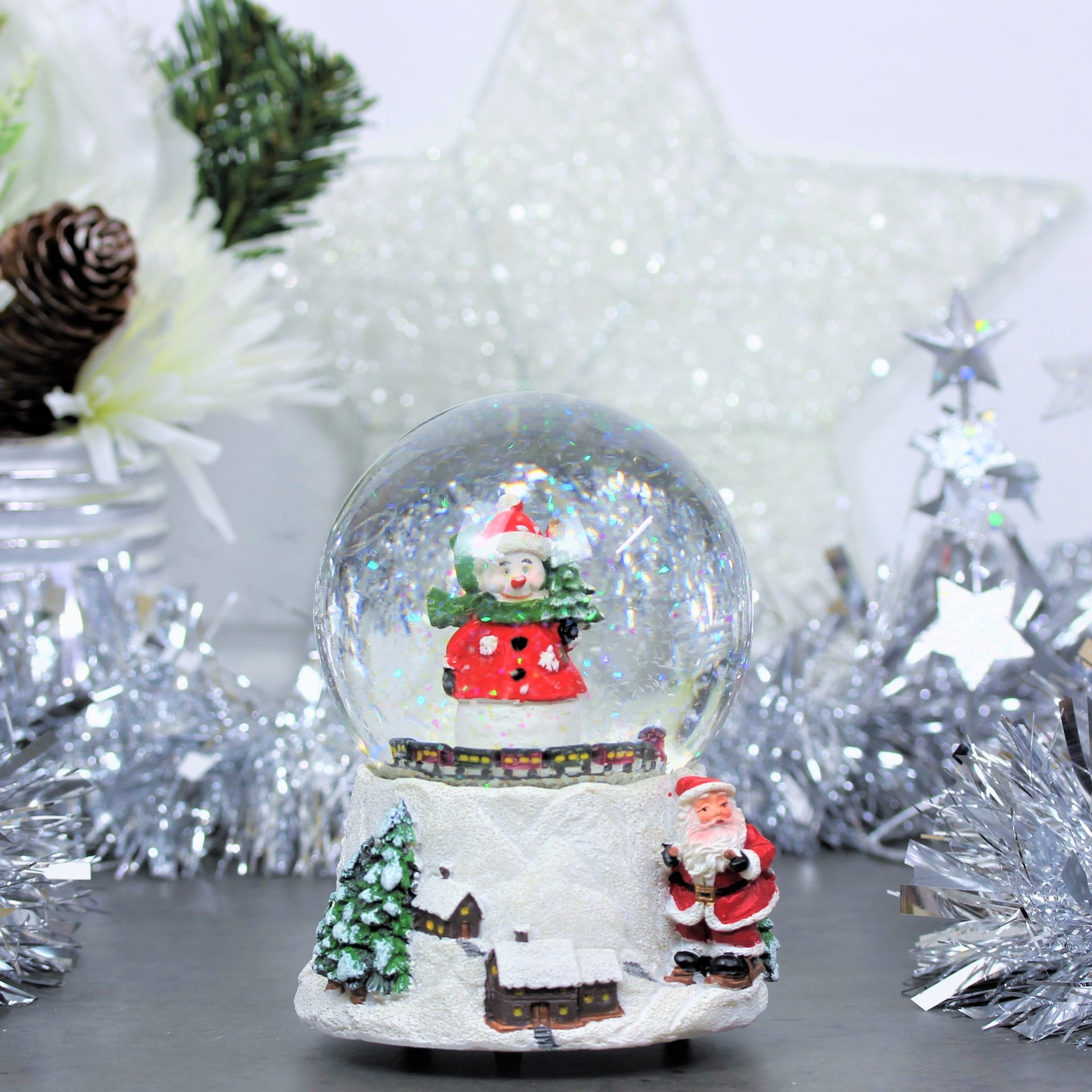 Wind Up Musical Snowman Santa Claus Snow Globe Decoration