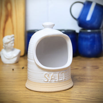 Stoneware Salt Pig Dispenser Cellar Canister Pot Pinch Kitchen Natural Design