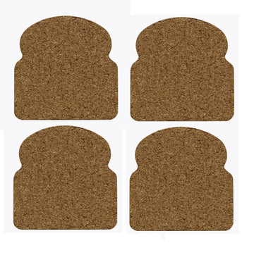 Set of 4 Toast Loaf Bread Shaped Cork Coasters Heat Resistant Cup Mats Tableware