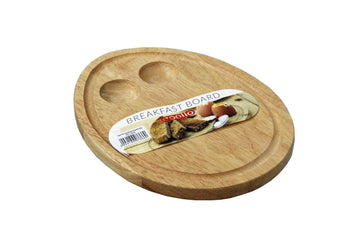 Rubberwood Breakfast Board Toast Serving Lap Tray With Egg Holder