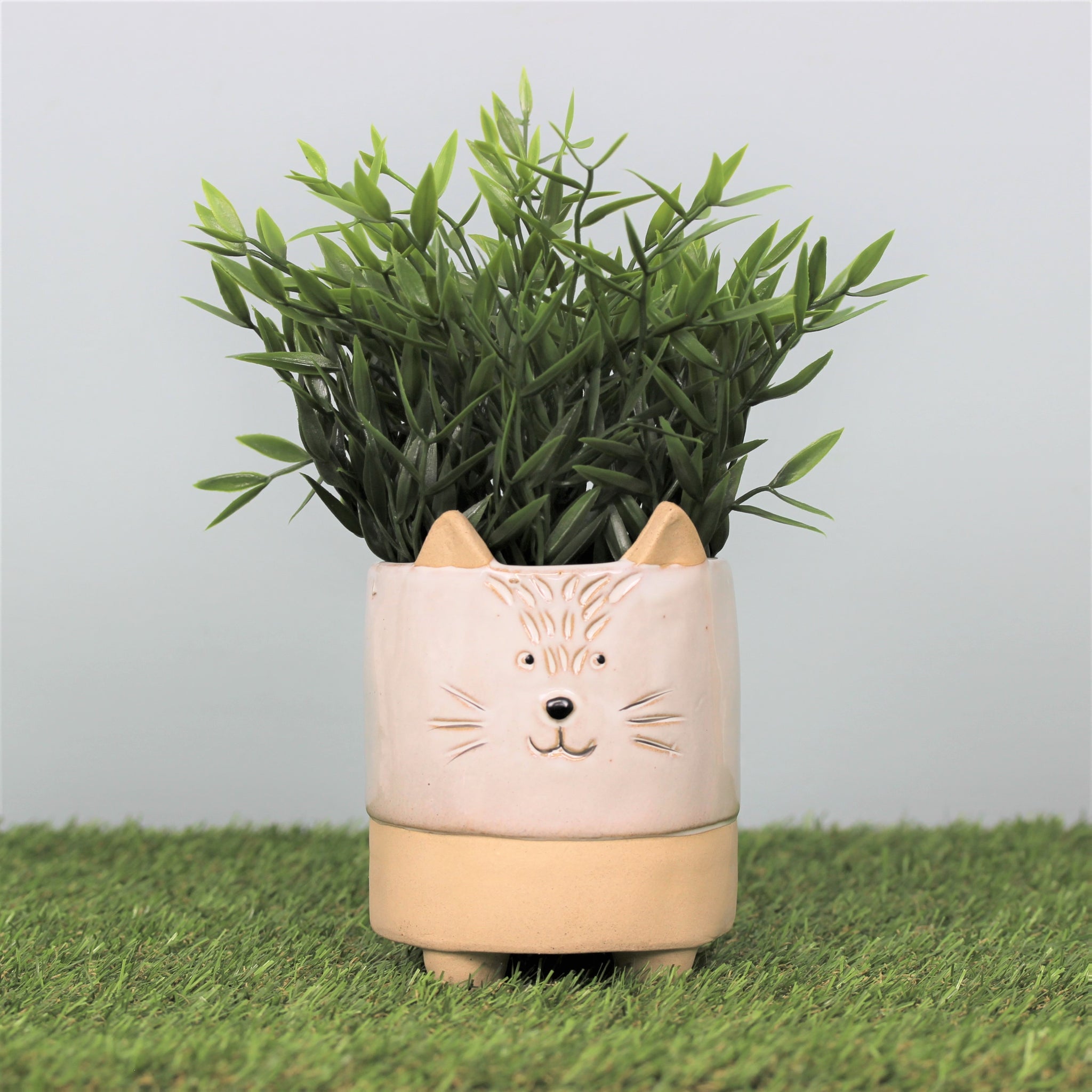 Cat Shaped Cute Ceramic Planter Cache Pot