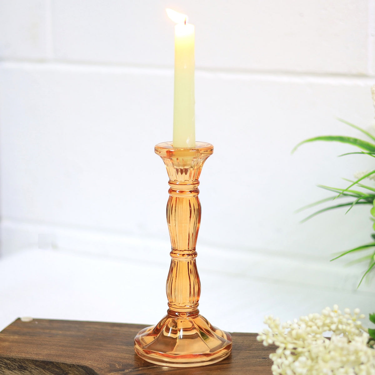 Orange Bohome Glass Candle Stick Holder