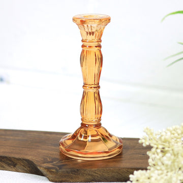 Orange Bohome Glass Candle Stick Holder