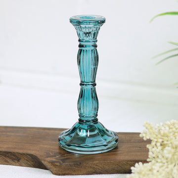 Blue Bohome Glass Candle Stick Holder
