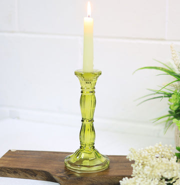 Green Bohome Glass Candle Stick Holder