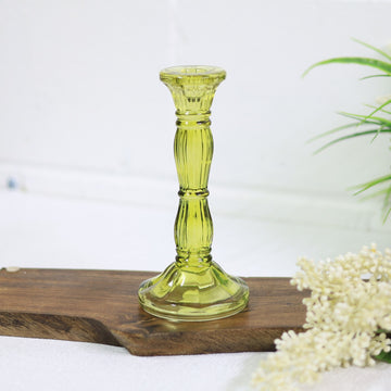 Green Bohome Glass Candle Stick Holder