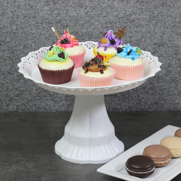 5Pcs White Plastic Traditional Desserts Cake Stand