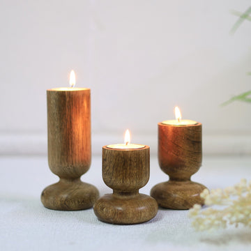 Set of 3 Wooden Candle Holder