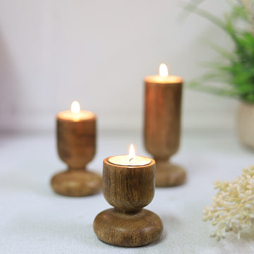 Set of 3 Wooden Candle Holder