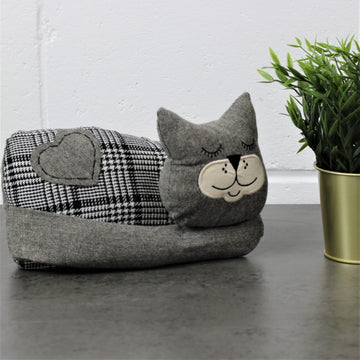 Sleeping Grey Cat Door Stop