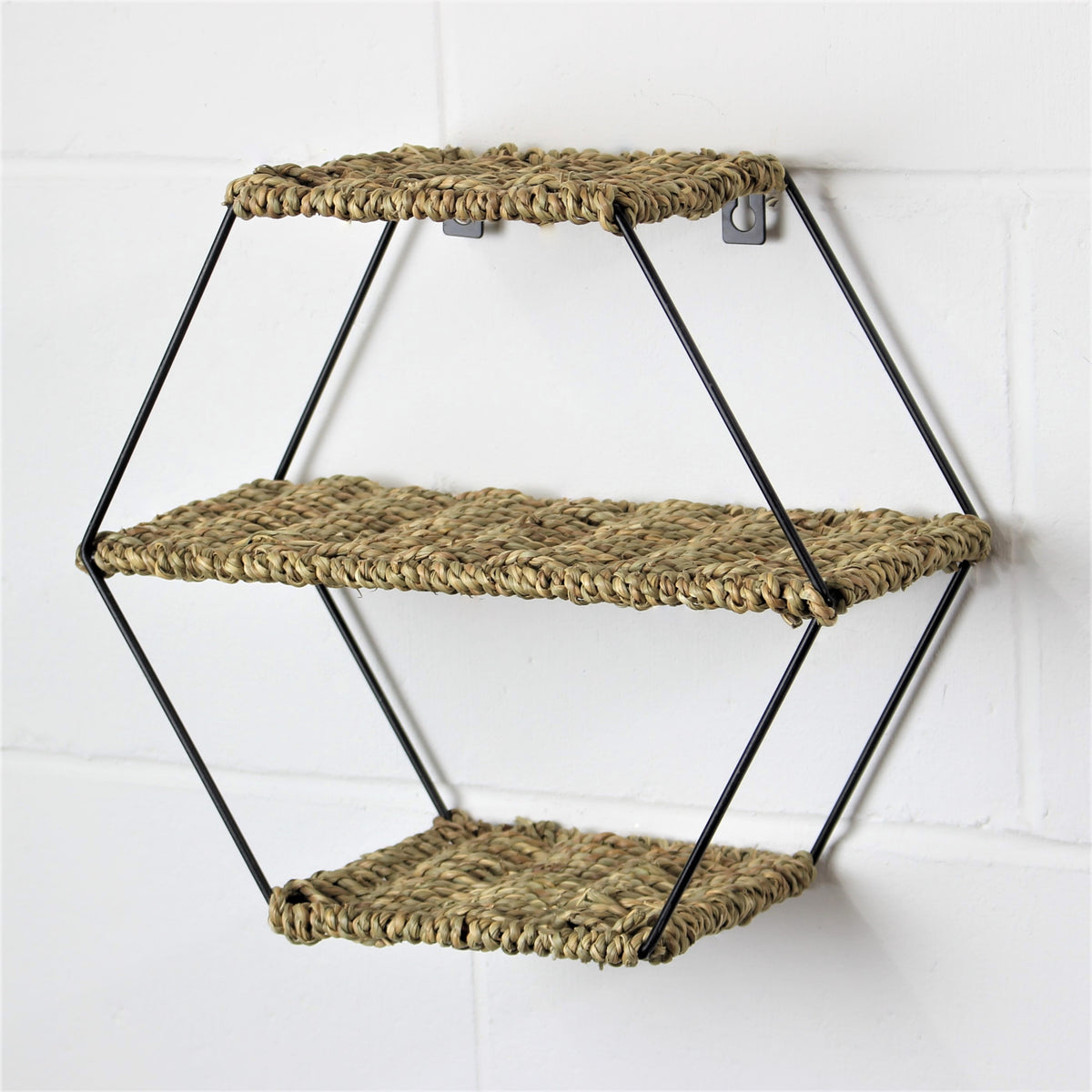 Octagon 3Tier Floating Shelf Wall Hanging Shelves
