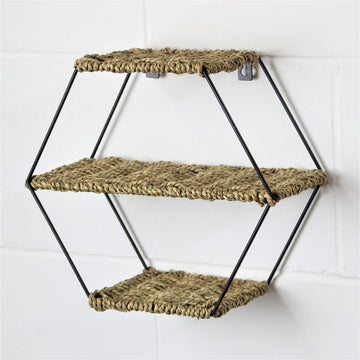 Octagon 3Tier Floating Shelf Wall Hanging Shelves