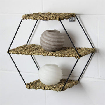 Octagon 3Tier Floating Shelf Wall Hanging Shelves