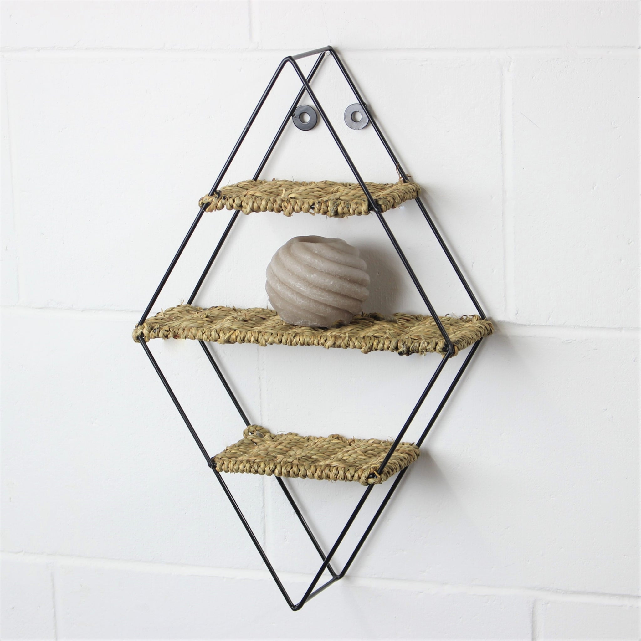 Diamond Floating Shelf - Woven Rope Base