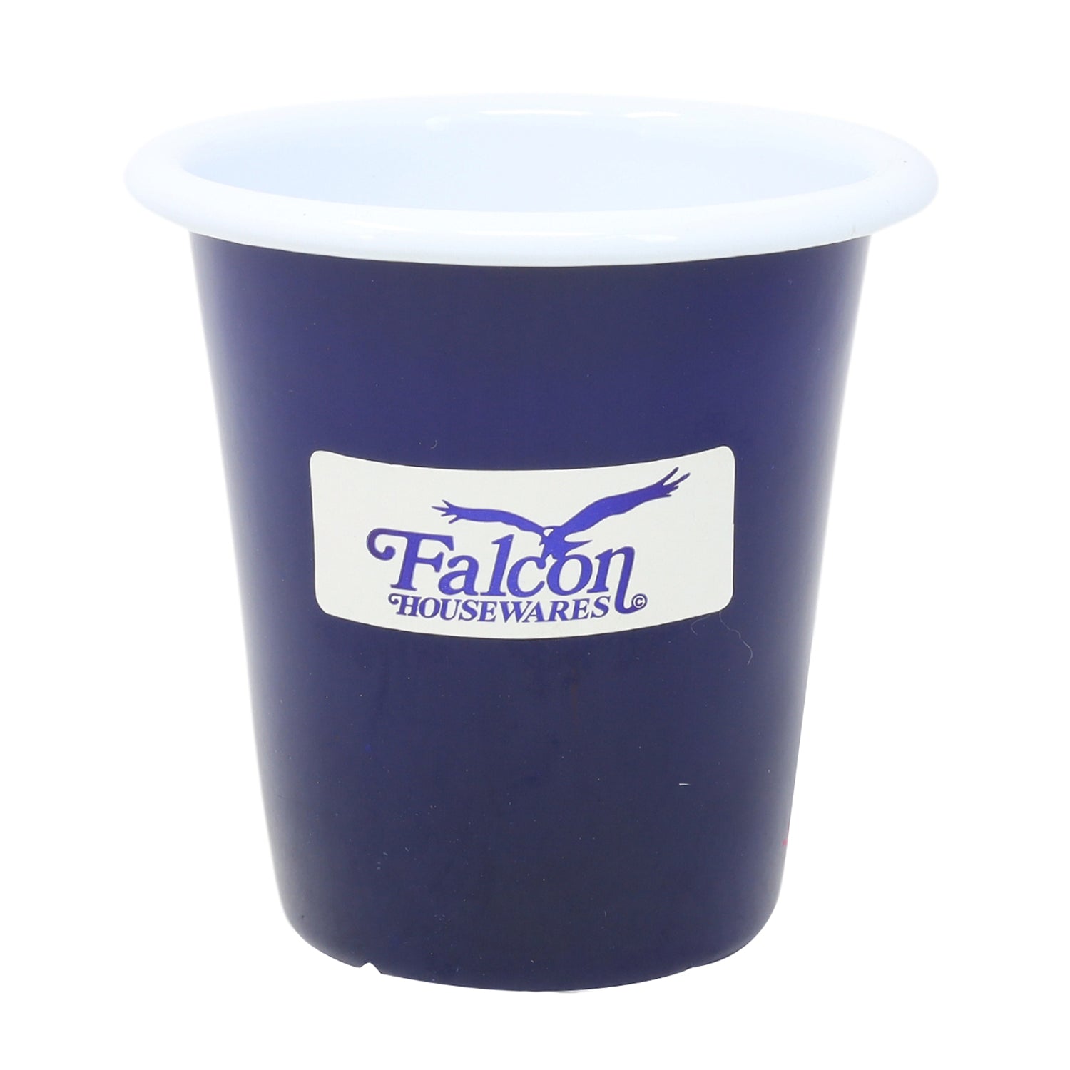 8cm Blue Enamel Tumbler with White Rim