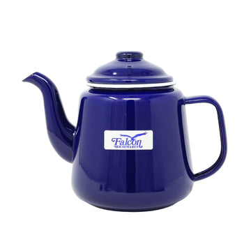 14cm Blue Enamel Teapot with White Rim