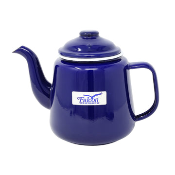 14cm Blue Enamel Teapot with White Rim