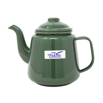 14cm Green Enamel Teapot with Moss Green Rim