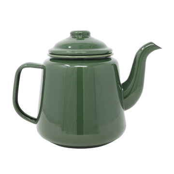 14cm Green Enamel Teapot with Moss Green Rim