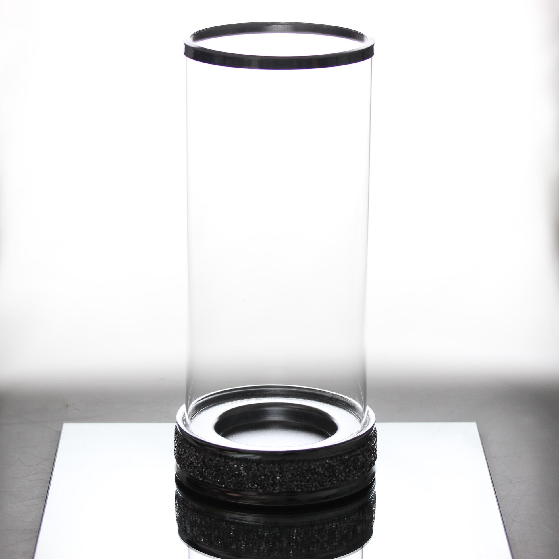 30cm Glass Candle Holder - Sparkling Crystal Diamante