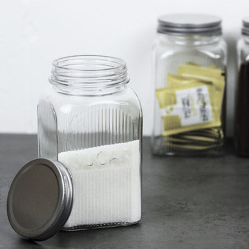 1.25L Coffee Tea Sugar Glass Storage Canisters Set