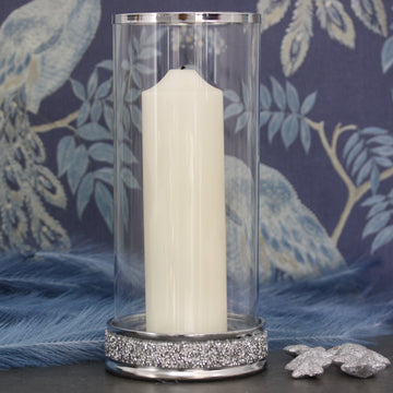 30cm Glass Candle Holder - Sparkling Crystal Diamante