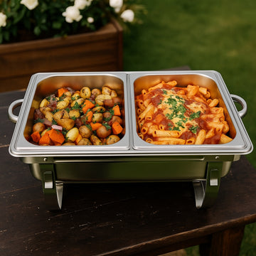 Stainless Steel Foldable Chafing Dish Set with 1/2 GN Food Pan & Lid