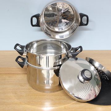 20cm 3 Tier Steamer Stainless Steel Stock Pot Induction Safe