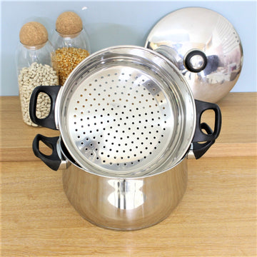 24cm 2 Tier Steamer Stainless Steel Stock Pot Induction Safe
