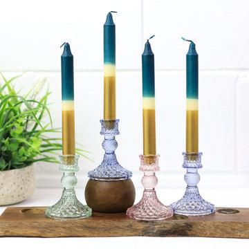 4Pcs Gold & Blue Bohome Christmas Candle Set