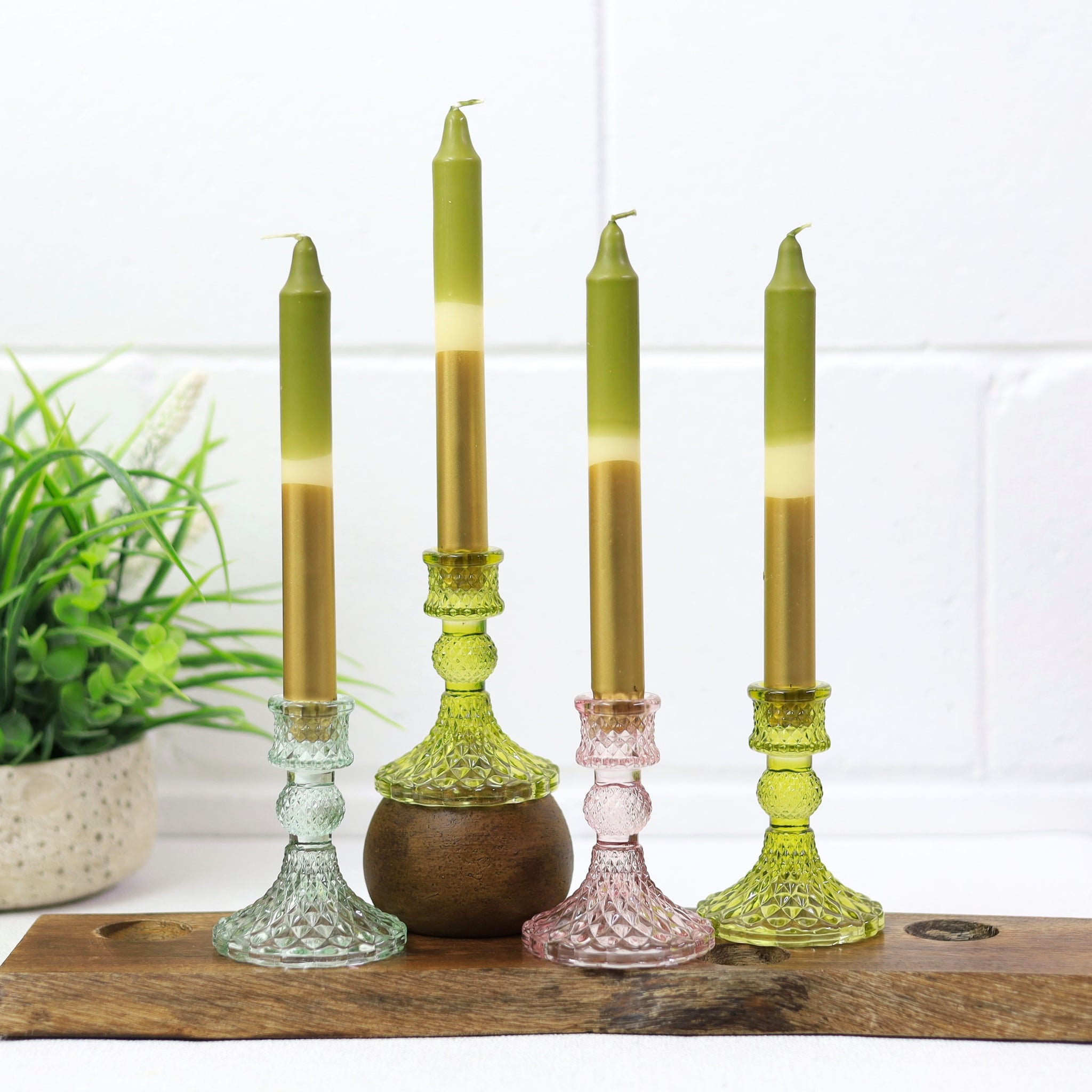 4Pcs Gold & Green Bohome Christmas Candle Set