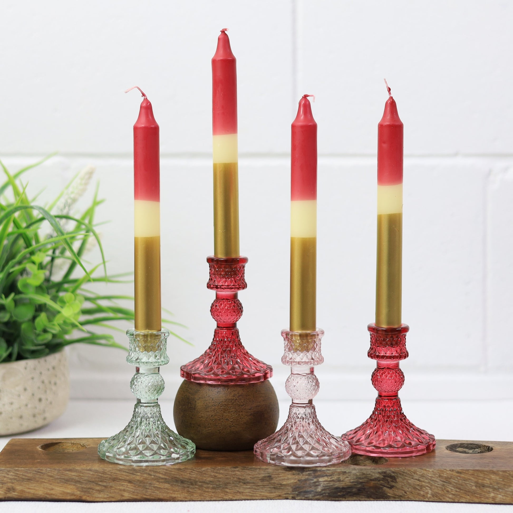 4Pcs Gold & Pink Bohome Christmas Candle Set