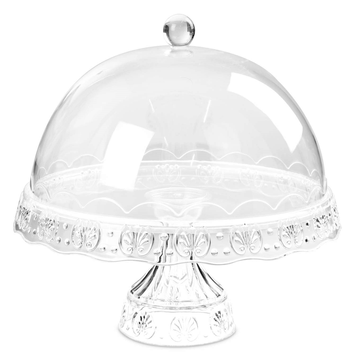 Elegant Cake Stand With Dome Cover 1 Tier Display