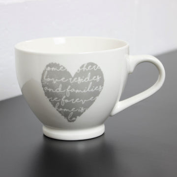 530ml White Grey Heart Porcelain Mug