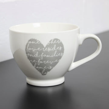 2pcs 530ml White Grey Heart Porcelain Mug