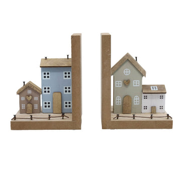 Wooden Bookends - Houses