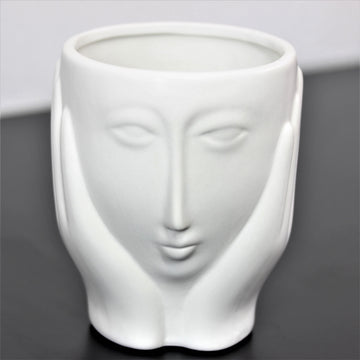 Small White Ceramic Face Planter