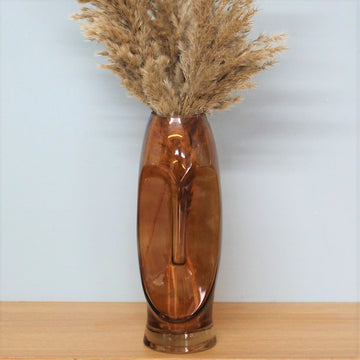 30cm Glass Amber Face Shaped Flower Vase