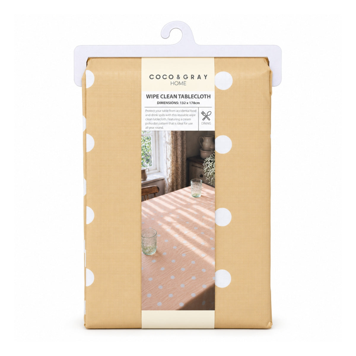 Dotty Wipe Clean Polka Dot 132x178cm Table Cloth