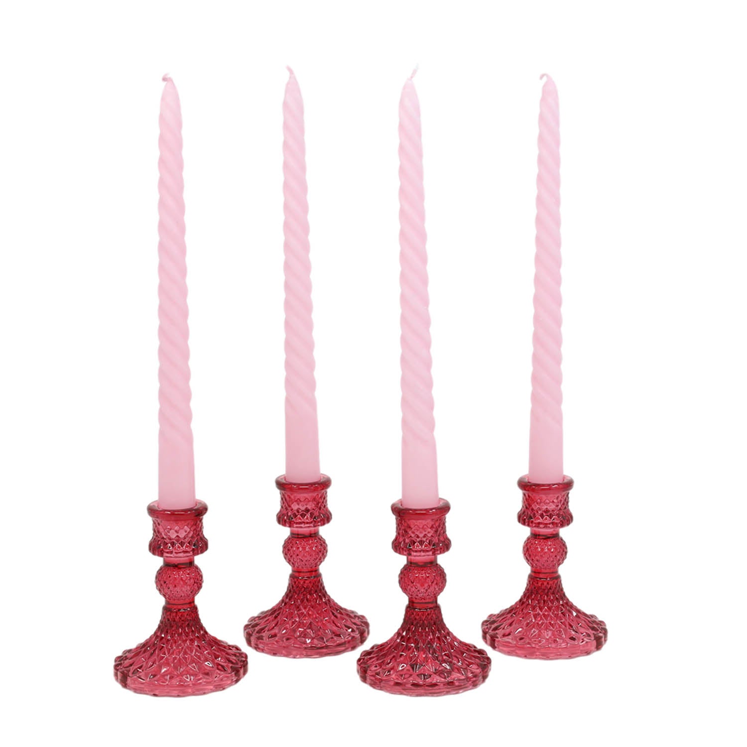 Pack Of 4 Pink Twisted Unscented Candles
