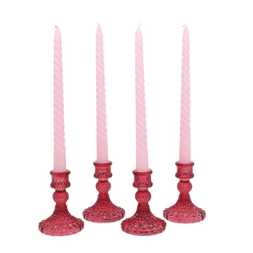 Pack Of 4 Pink Twisted Unscented Candles