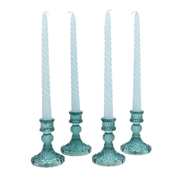 Pack Of 4 Powder Blue Twisted Unscented Candles