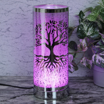 Silver Tree of Life Colour Changing Lamp Wax Melt Oil Burner