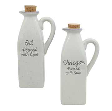 Set of 2 Ceramic Oil Balsamic Vinegar Dispenser Bottles Jugs
