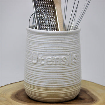 Natural Design Stoneware Utensil Holder