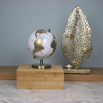 Small Golden White Rotating Globe World Educational Atlas