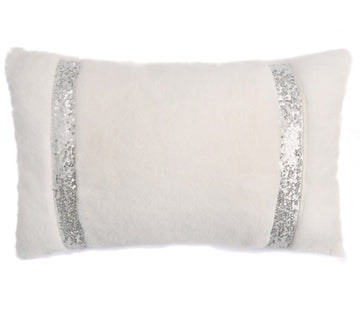 By Caprice Home Faux Fur Filled Boudoir Cushion 30x50cm - Ingrid Ivory